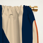Mid Century Modern Retro Lounge Striped Ogee Pattern in Midcentury Navy Blue, Spiced Orange, and Beige Window Curtain Gallery Image 2