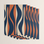 Mid Century Modern Retro Lounge Striped Ogee Pattern in Midcentury Navy Blue, Spiced Orange, and Beige Wrapping Paper Gallery Image 3