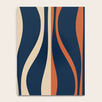 Mid Century Modern Retro Lounge Striped Ogee Pattern in Midcentury Navy Blue, Spiced Orange, and Beige Notebook Gallery Image 4