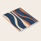 Mid Century Modern Retro Lounge Striped Ogee Pattern in Midcentury Navy Blue, Spiced Orange, and Beige Notebook Gallery Image 2