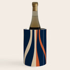 Mid Century Modern Retro Lounge Striped Ogee Pattern in Midcentury Navy Blue, Spiced Orange, and Beige Wine Chiller Gallery Image 3
