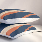 Mid Century Modern Retro Lounge Striped Ogee Pattern in Midcentury Navy Blue, Spiced Orange, and Beige Pillow Sham Gallery Image 3