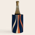 Mid Century Modern Retro Lounge Striped Ogee Pattern in Midcentury Navy Blue, Spiced Orange, and Beige Wine Chiller Gallery Image 2
