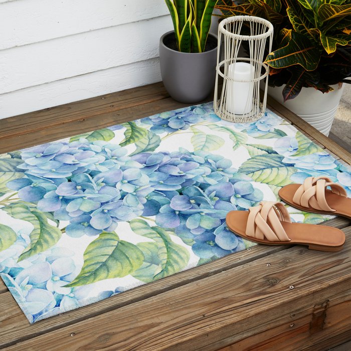 Blue Hydrangea Outdoor Rug Gallery Image 2