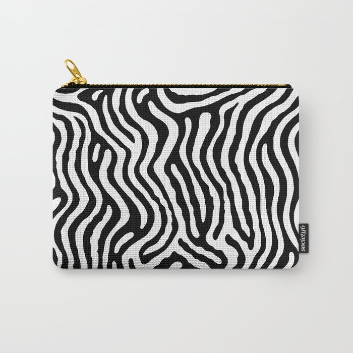Black and white zebra stripe print art pattern Carry All Pouch Gallery Image 1