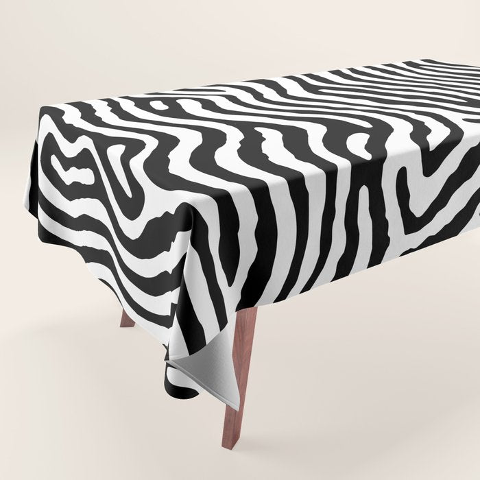 Black And White Zebra Stripe Print Art Pattern Tablecloth