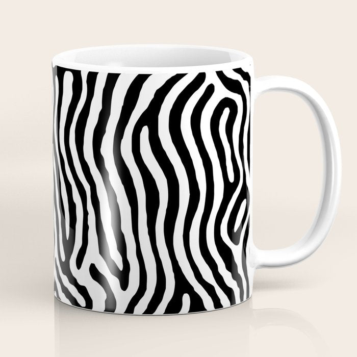 Black and white zebra stripe print art pattern Coffee Mug Gallery Image 1