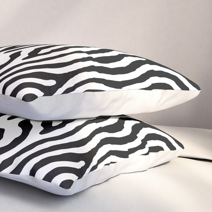 Black and white zebra stripe print art pattern Pillow Sham Gallery Image 3