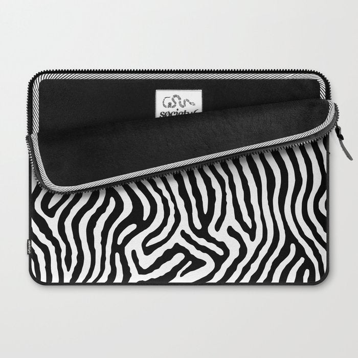 Black and white zebra stripe print art pattern Laptop Sleeve Gallery Image 2