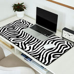 Black and white zebra stripe print art pattern Desk Mat Gallery Image 2
