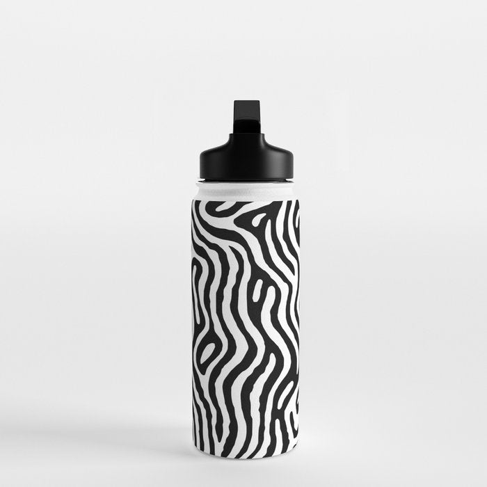 Black and white zebra stripe print art pattern Water Bottle Gallery Image 3