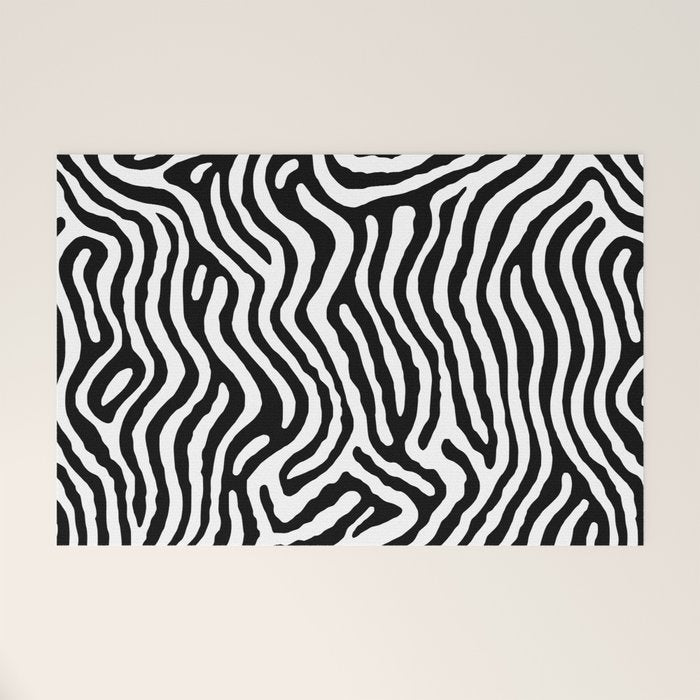 Black and white zebra stripe print art pattern Welcome Mat Gallery Image 1