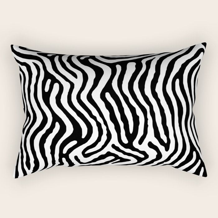 Black and white zebra stripe print art pattern Rectangular Pillow Gallery Image 1