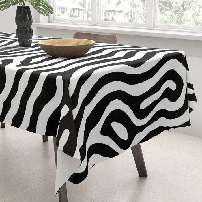 Black and white zebra stripe print art pattern Tablecloth Gallery Image 3