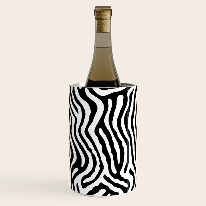 Black and white zebra stripe print art pattern Wine Chiller Gallery Image 1