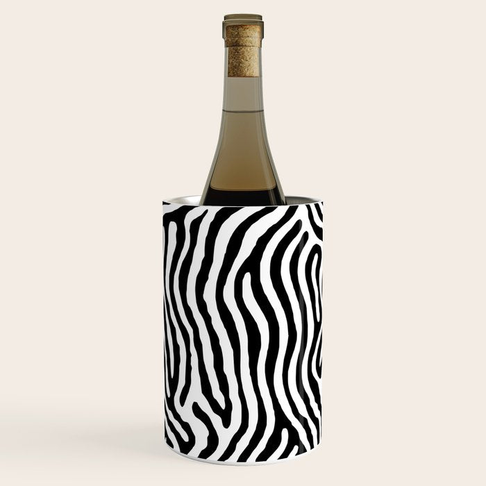 Black and white zebra stripe print art pattern Wine Chiller Gallery Image 3