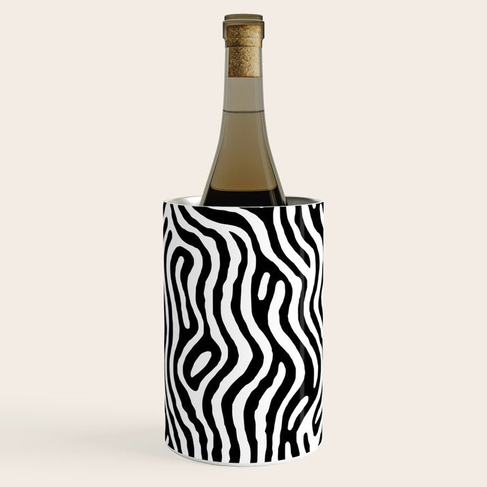 Black and white zebra stripe print art pattern Wine Chiller Gallery Image 2