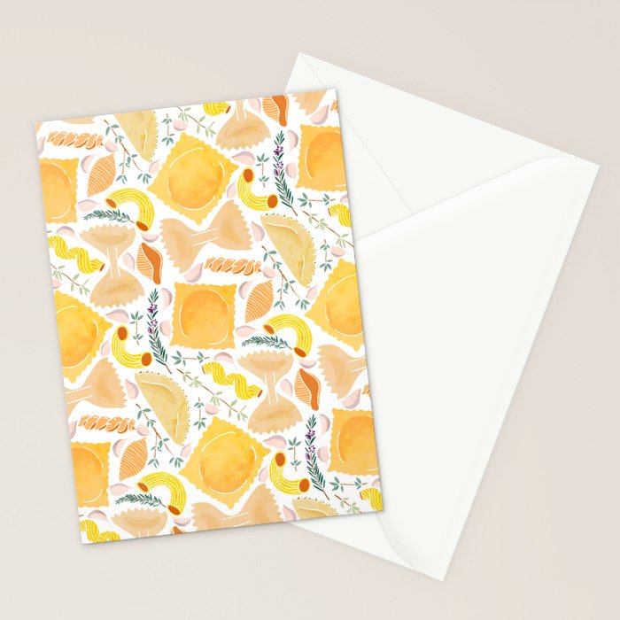 Pasta Pattern on White Stationery Card Gallery Image 2