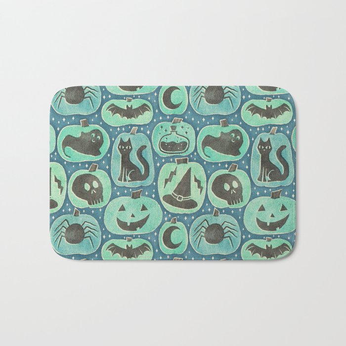 Halloween Pumpkins - ghoulish green  Bath Mat Gallery Image 1