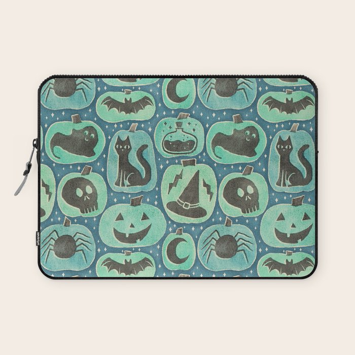 Halloween Pumpkins - ghoulish green  Laptop Sleeve Gallery Image 1