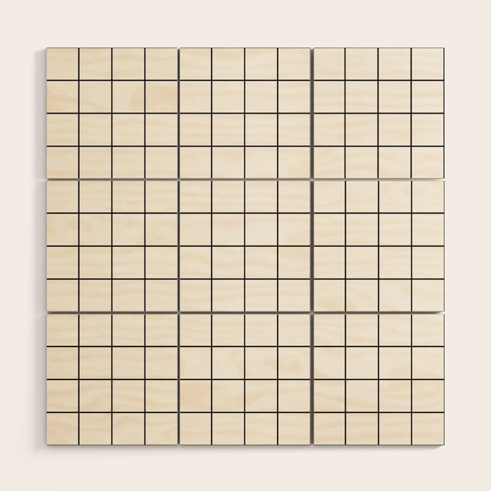 Grid Pattern Stripes Lines Black and White Minimalist Geometric Stripe Line Drawing Wood Wall Art Gallery Image 1