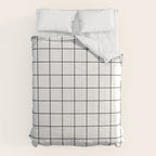 Grid Pattern Stripes Lines Black and White Minimalist Geometric Stripe Line Drawing Comforter Gallery Image 6