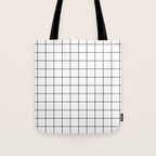 Grid Pattern Stripes Lines Black and White Minimalist Geometric Stripe Line Drawing Tote Bag Gallery Image 1