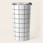 Grid Pattern Stripes Lines Black and White Minimalist Geometric Stripe Line Drawing Travel Mug Gallery Image 2