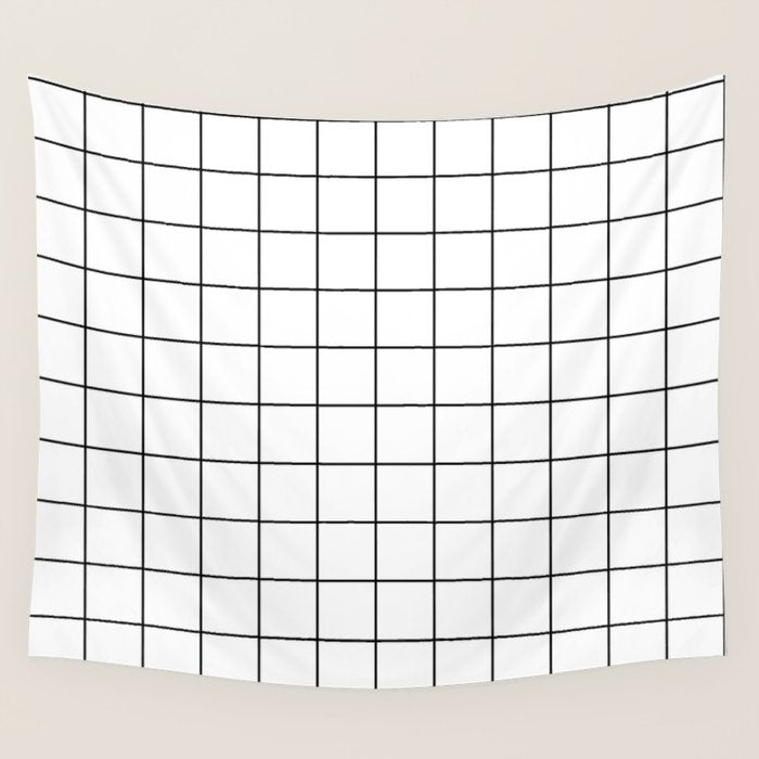 Grid Pattern Stripes Lines Black and White Minimalist Geometric Stripe Line Drawing Wall Tapestry Gallery Image 4