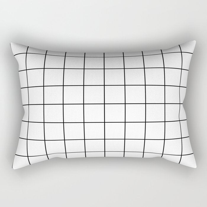 Grid Pattern Stripes Lines Black and White Minimalist Geometric Stripe Line Drawing Rectangular Pillow Gallery Image 1