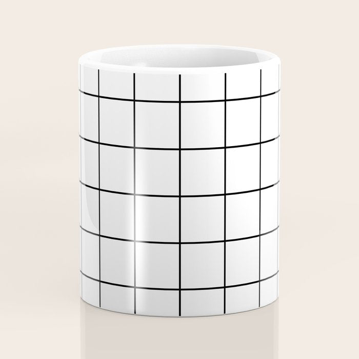 Grid Pattern Stripes Lines Black and White Minimalist Geometric Stripe Line Drawing Coffee Mug Gallery Image 4