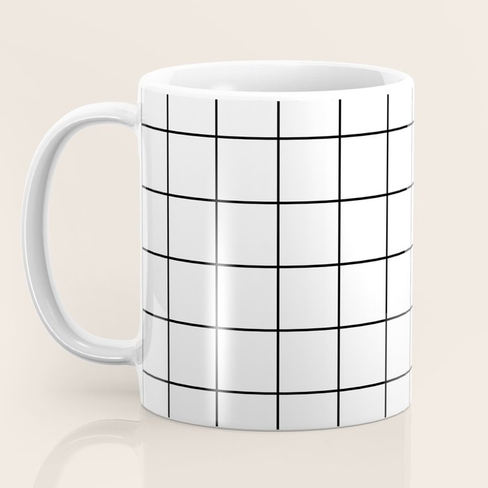 Grid Pattern Stripes Lines Black and White Minimalist Geometric Stripe Line Drawing Coffee Mug Gallery Image 3