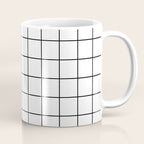 Grid Pattern Stripes Lines Black and White Minimalist Geometric Stripe Line Drawing Coffee Mug Gallery Image 1
