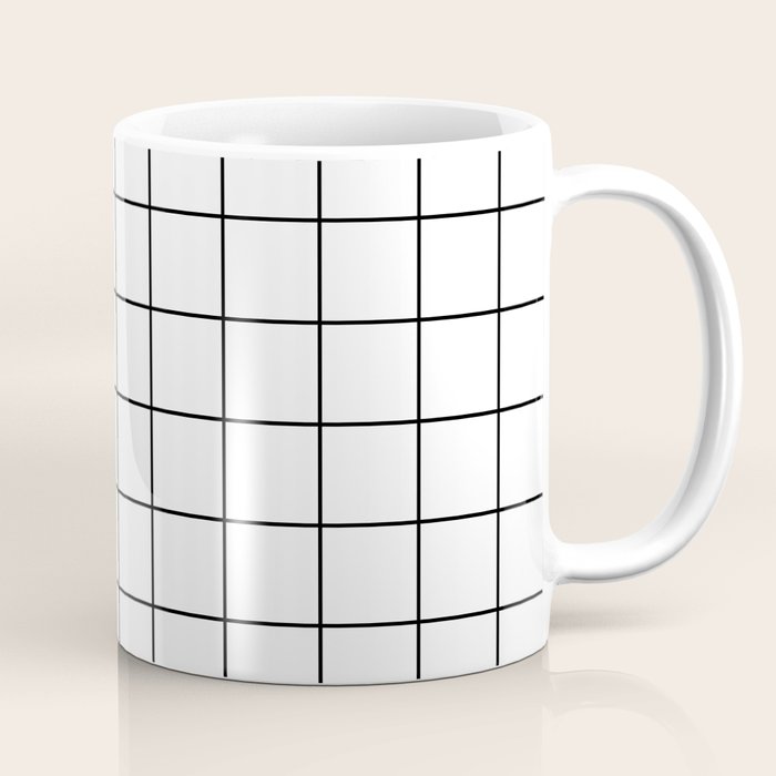 Grid Pattern Stripes Lines Black and White Minimalist Geometric Stripe Line Drawing Coffee Mug Gallery Image 1