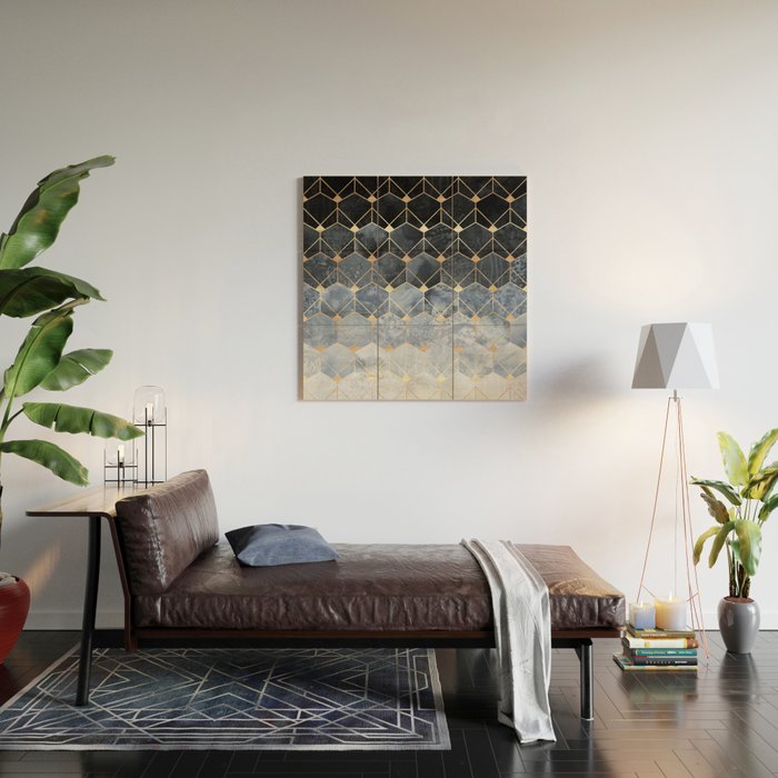 Blue Hexagons And Diamonds Wood Wall Art Gallery Image 2