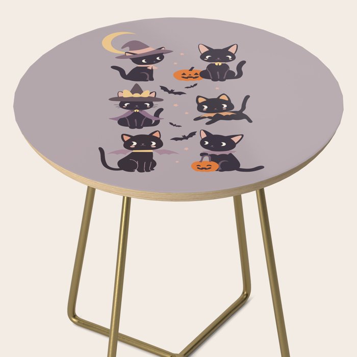 Cute Halloween Witch Cats and Pumpkins  Side Table Gallery Image 2