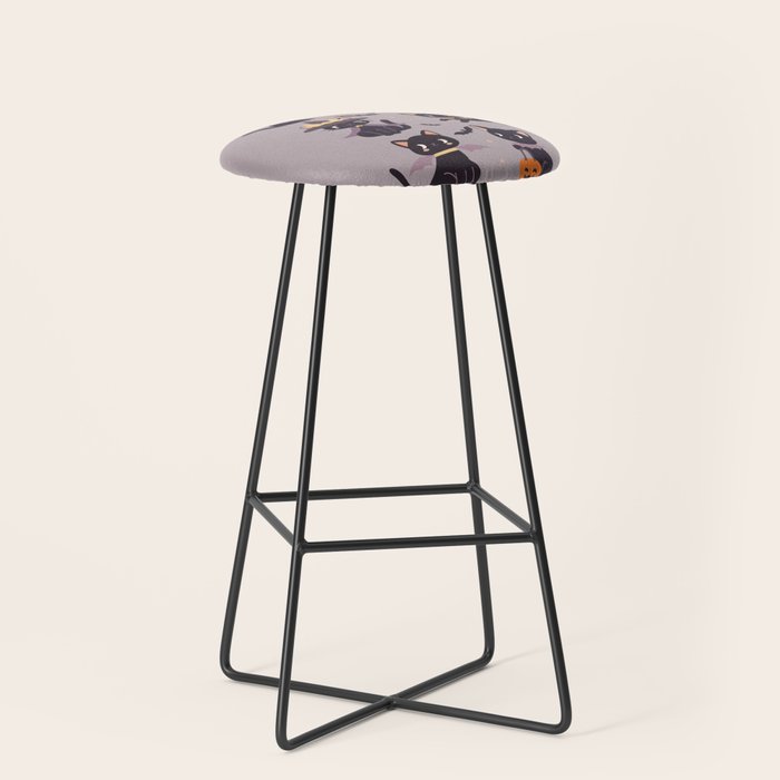 Cute Halloween Witch Cats and Pumpkins  Stool Gallery Image 1