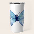 Blue Butterfly Watercolor Travel Mug Gallery Image 1