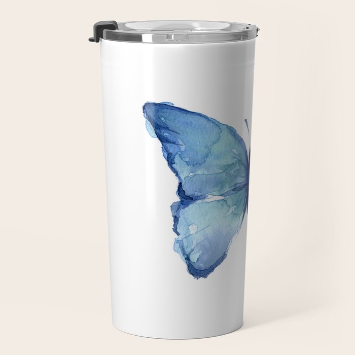Blue Butterfly Watercolor Travel Mug Gallery Image 3