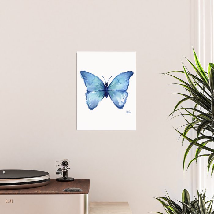 Blue Butterfly Watercolor Poster Gallery Image 2