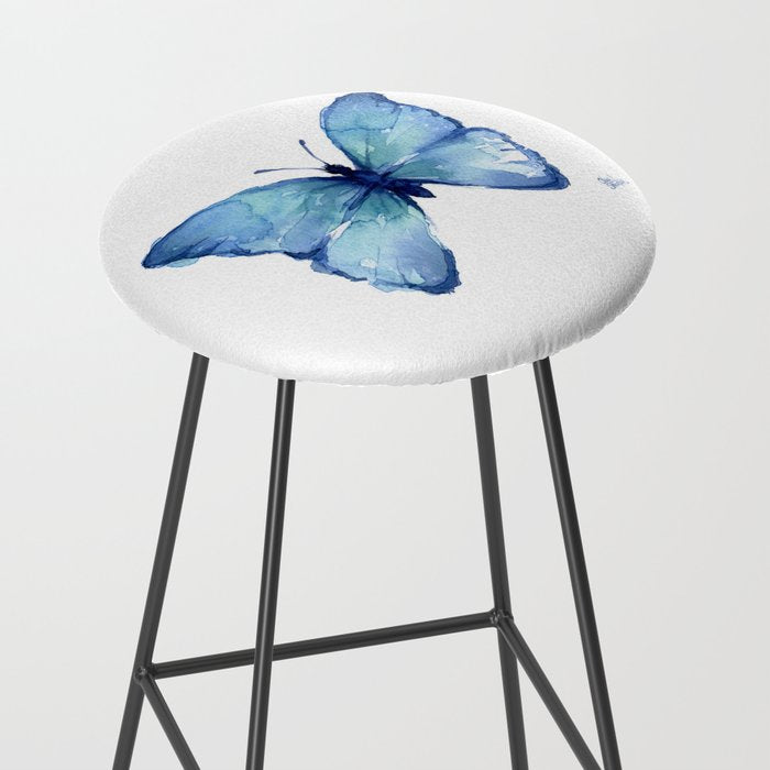 Blue Butterfly Watercolor Stool Gallery Image 2