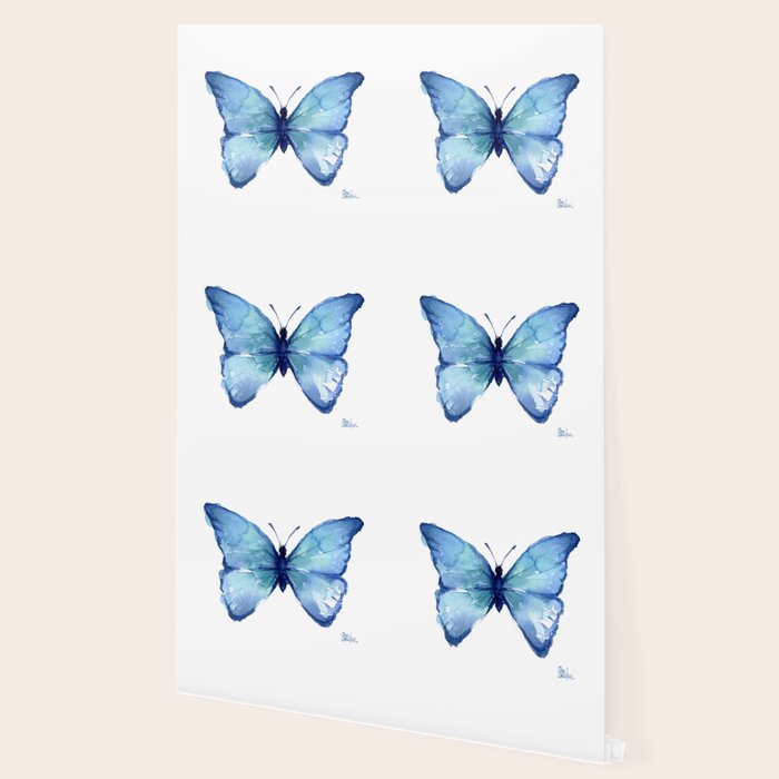 Blue Butterfly Watercolor Wallpaper Gallery Image 2