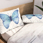 Blue Butterfly Watercolor Pillow Sham Gallery Image 2