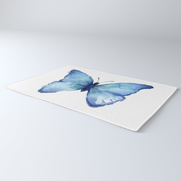 Blue Butterfly Watercolor Rug Gallery Image 3