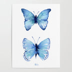 Two Blue Butterflies Watercolor Poster Gallery Image 4