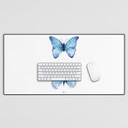 Two Blue Butterflies Watercolor Desk Mat Gallery Image 1
