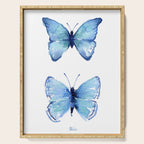Two Blue Butterflies Watercolor Serving Tray Gallery Image 1