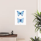 Two Blue Butterflies Watercolor Poster Gallery Image 2