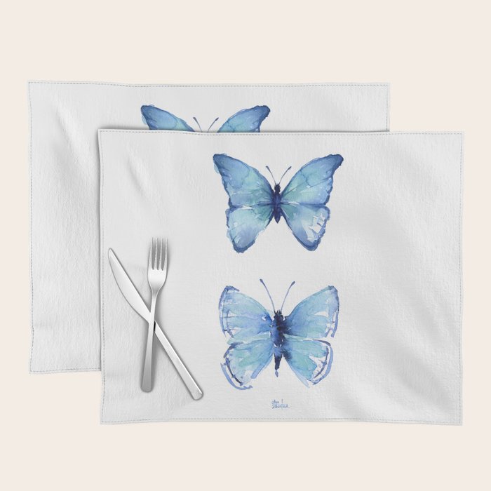 Two Blue Butterflies Watercolor Placemat Gallery Image 1