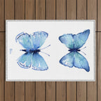 Two Blue Butterflies Watercolor Outdoor Rug Gallery Image 1